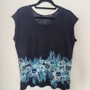 Cynthia Rowley Navy blue linen Hawaiian top size s/m